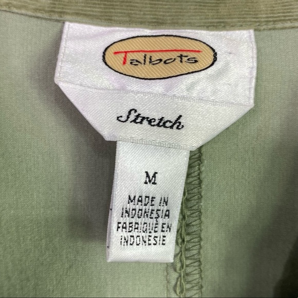 TALBOTS Green Corduroy Button Down Shirt Size Medium - Picture 4 of 9
